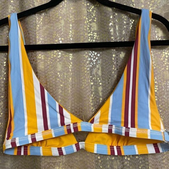 VENUS yellow stripe reversible bikini top, M - Picture 2 of 4